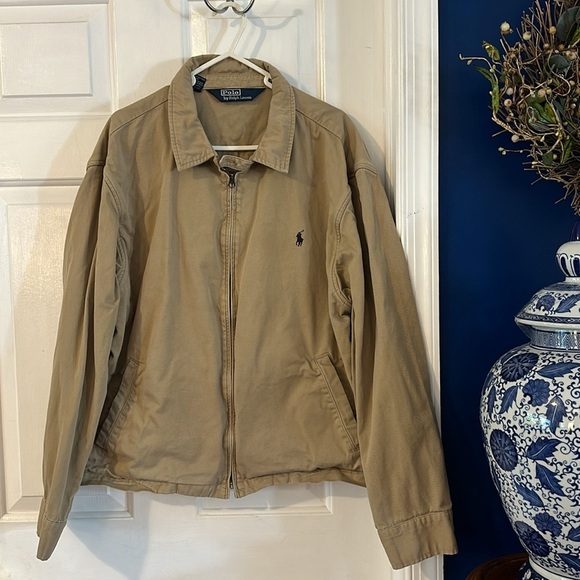 Men’s Polo Ralph Lauren Bi-Swing Windbreaker Jacket Khaki Zip Up Size XXL - Picture 2 of 9